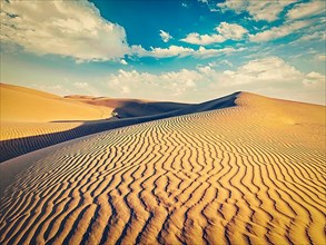 Vintage retro effect filtered hipster style image of Sam Sand dunes in Thar Desert. Rajasthan