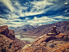 Vintage retro effect filtered hipster style image of Spiti valley in Himalayas. Spiti valley