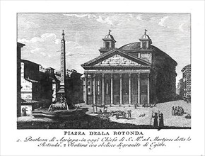 North of the Pantheon lies the Piazza della Rotonda with the Egyptian obelisk erected there Obelisco Macuteo