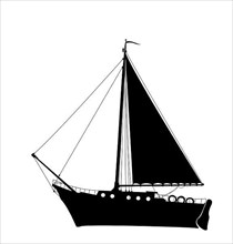 Sailing yacht vector silhouette