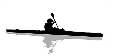 Kayak athlete silhouette over white background