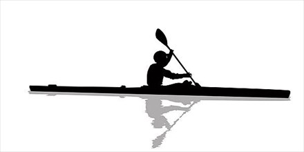 Silhouette of a kayaker on water