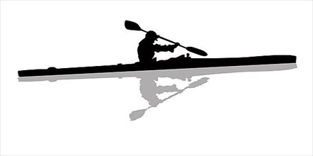 Silhouette of a kayaker on water