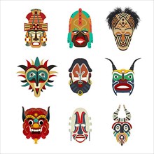 Vector tribal masks set