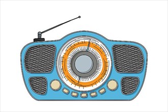 Retro style radio vector icon over white bakcground