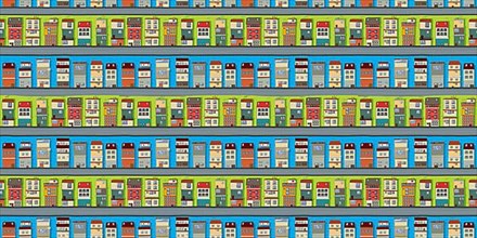 Seamless houses vector pattern