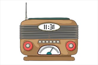 Vintage style radio vector icon over white bakcground