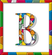 Stained glass letter B over white background