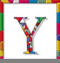 Stained glass letter Y over white background