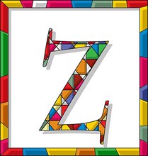Stained glass letter Z over white background
