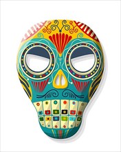 Vector Mexican sugar skull iustration for Day of the Dead or Dia de Muertos over white background