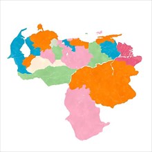 Venezuela map in watercolor over white background
