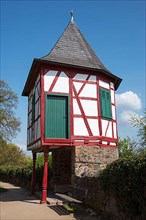 Half-timbered house on stilts