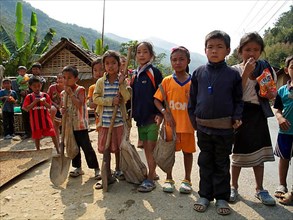 Children in village on the Mekong River