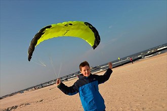 Boy flies a kite