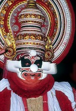 Kathakali Red Beard a vicious and vile type characters are presented in this form in Kerala Kalamandalam in Cheruthuruthy near Soranur
