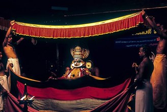Kathakali kathi character represents the arrogant and evil in Kerala Kalamandalam