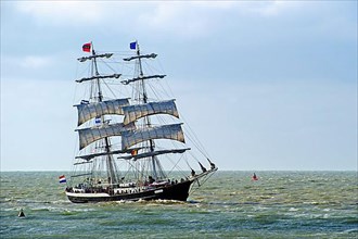 Two-master sailing ship Mercedes on the North Sea