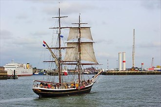 Two-master sailing vessel Morgenster during the maritime festival Oostende voor Anker