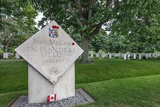 Memorial stone to the Canadian poet John McCrae