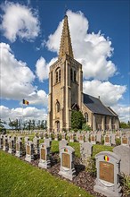 The Belgian military cemetery Oeren near Veurne with graves of Belgian soldiers of the First World War