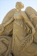 Angel sand sculpture at the Boadway pier in San Diego
