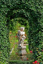 Stone sculpture inside Villa Pallavicino's garden