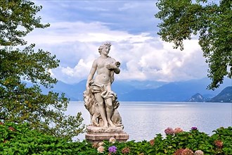 Marble statue overlooking Lake Maggiore