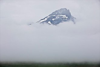 Mount Bakkafjall partly hidden by the clouds