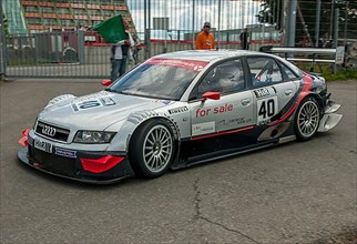 Audi DTM racing car on the racetrack