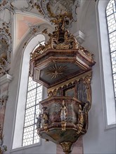 Pulpit in the Rococo Church of St. Ulrich in Seeg