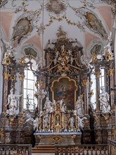 High altar in the rococo church of St. Ulrich in Seeg