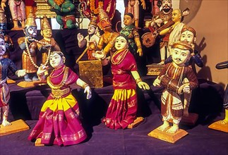 Doll display of kolu during the Navratri festival in Tamil Nadu