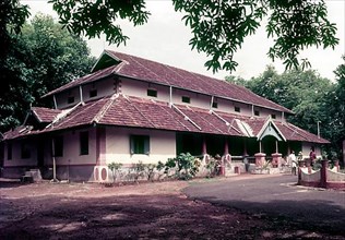 Old Kerala Kalamandalam building first revivalist dance school in India situated banks of River Bharathapuzha in Cheruthuruthy near Soranur