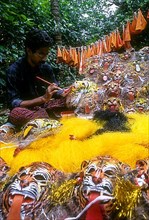 Making pulikali mask in Thrissur Trichur Kerala