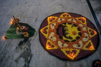 Floral decoration during Onam festival