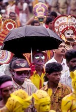Spectators in Athachamayam celebration in Thripunithura during Onam near Ernakulam