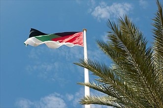 Flagpole with flag of Jordan