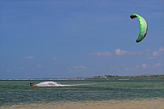 Kite surfers on the beach of Sanur