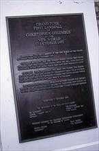 Commemorative plaque Christopher Columbus first landfall in America