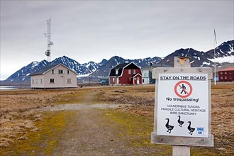 Warning sign for bird sanctuary near Ny-Alesund