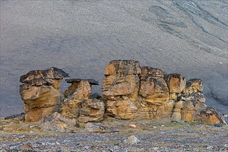 Festningen sandstone rocks on the mountainside of Boltodden