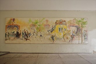 Painting Stagecoach by Eugen Gross in the Rietgasse in Villingen