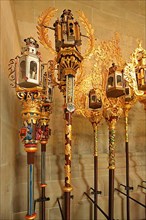 Exhibition and exhibits of the historic guild lanterns on the history of the town in the Heilig Kreuz Muenster in Rottweil