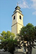 Church tower and landmark of the Gothic collegiate church in Horb am Neckar