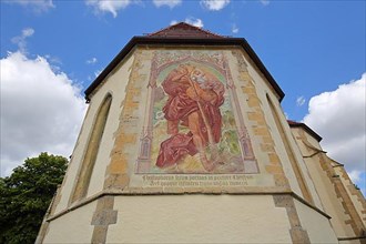 Mural of St. Christopher with the Child Jesus at the Collegiate Church in Horb am Neckar