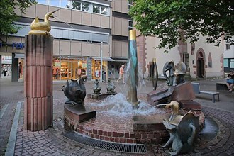 Fabulous fountain with mythical creatures in Nagold