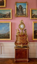Historical clock on baroque furniture