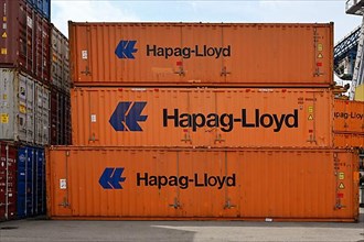 Stacked freight containers Hapag Lloyd