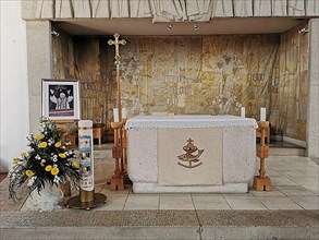 The new altar with a picture of Pope Benedict XVI in St. Oswald Church